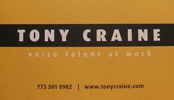Tony Craine - Voice Talent at Work (Card Front)