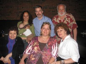 Boston Voice Talent Meet-Up <em>Front row (l-r) Chris Fadala, Moe Egan, DB Cooper; Back row Diane Maggipinto (and son Lio), Peter O'Connell and Lee Gordon</em>
