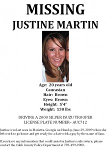 <strong>MISSING PERSON: Justine Martin</strong>