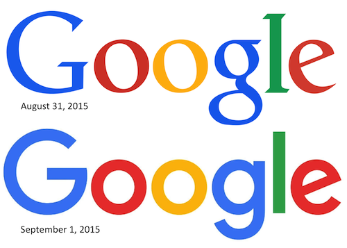 The before and after of the Google logo change revealed today