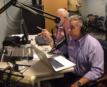 Catholic 540-AM Divine Mercy Radio Volunteer Host and Voice Talent Peter K. O'Connell and Chief Engineer Keith Flannary July 2019
