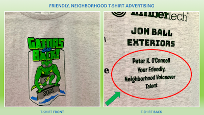 T-shirt Advertising Peter K. O'Connell Voiceover Talent