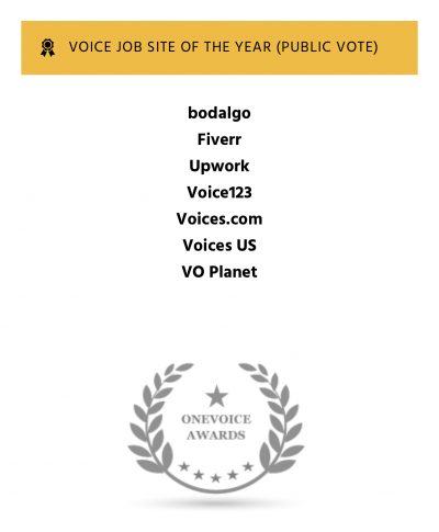 One Voice Awards 2021 Voice Job Site of the Year