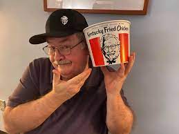 Voice Actor Rowell Gormon celebrating his casting at the voice of Colonel Sanders for the KFC app during a meeting of the RDUVO voiceover meet up at Soundtrax in Raleigh, NC