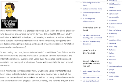 Peter K. O'Connell Voxmarketising blog "about me" page, 2007_b