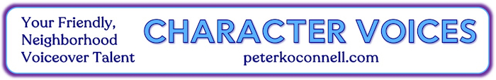 2025 Design of the Character Voice Voiceover Demo Banner on peterkoconnell.com