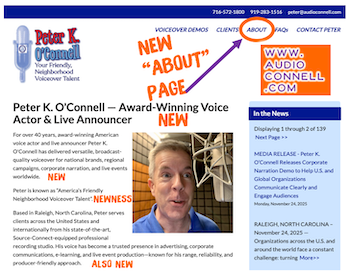 Peter K. O'Connell Voiceover About Page 2026